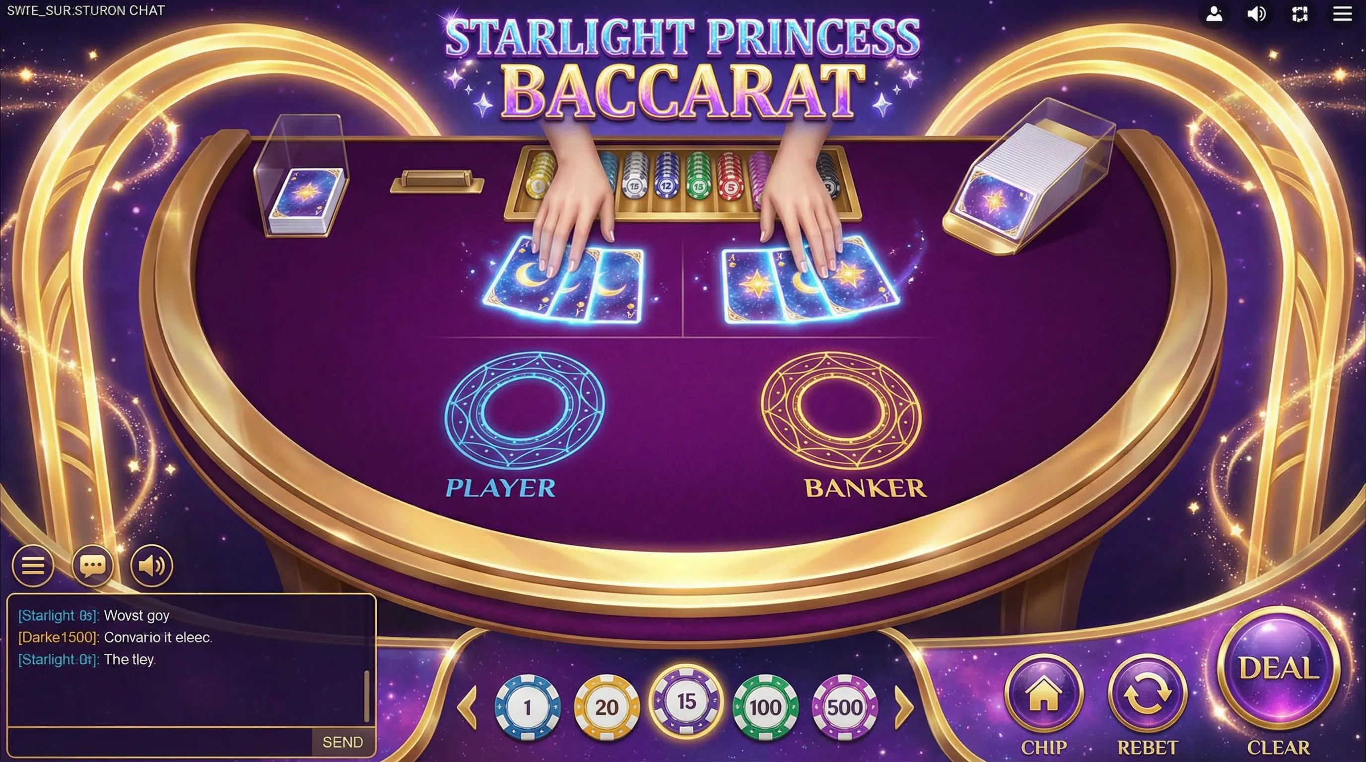 Interface de jogo do Bacará afun