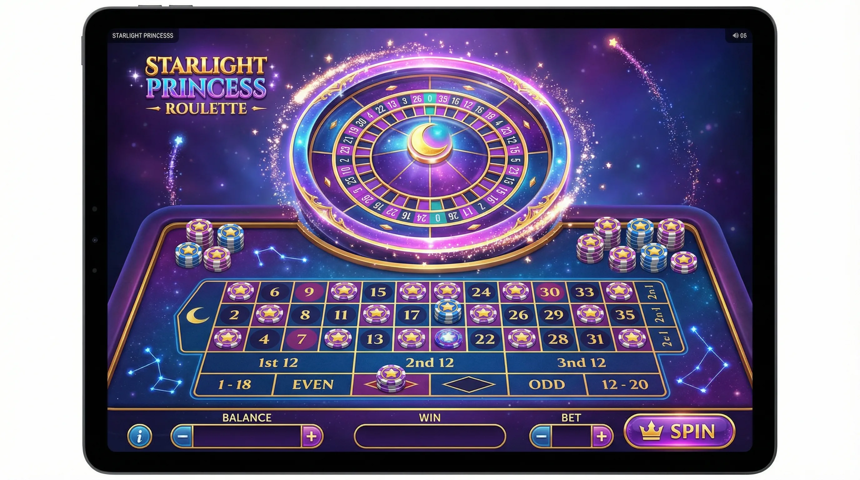 Interface de jogo da roleta afun